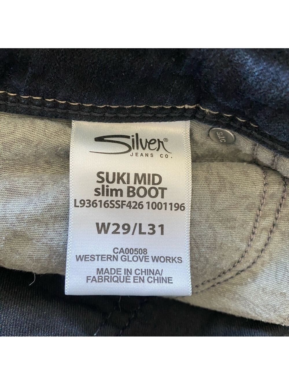 Silver Super Stretch Suki Mid Slim Boot Bootcut Jeans Women's Sz 29x31 Dark Wash - Picture 10 of 15